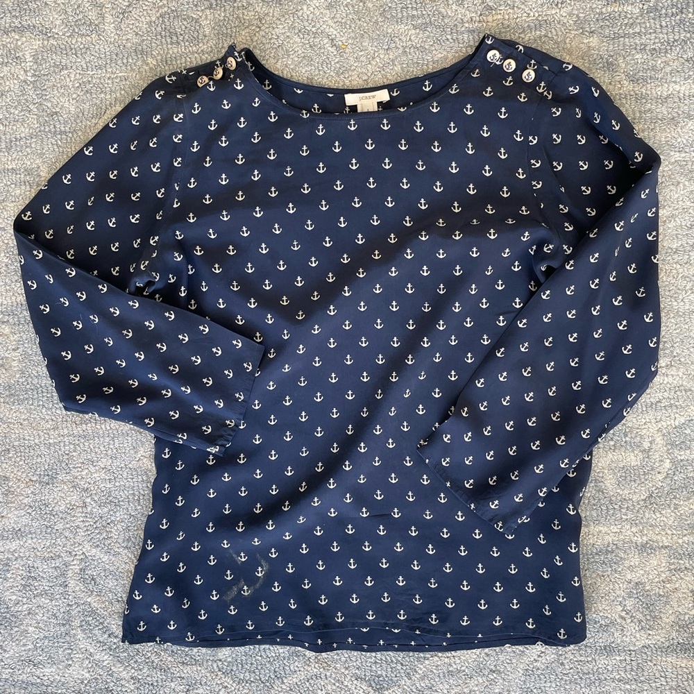 JCREW 100% silk anchor shirt